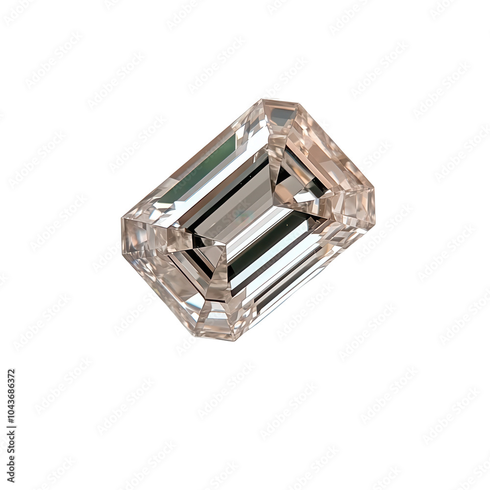 Elegant diamond with emerald cut on a white isolated background. Elegant diamond with emerald cut on a white isolated background.