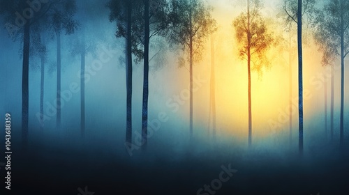 Ethereal Forest at Dawn in Dreamlike Landscape