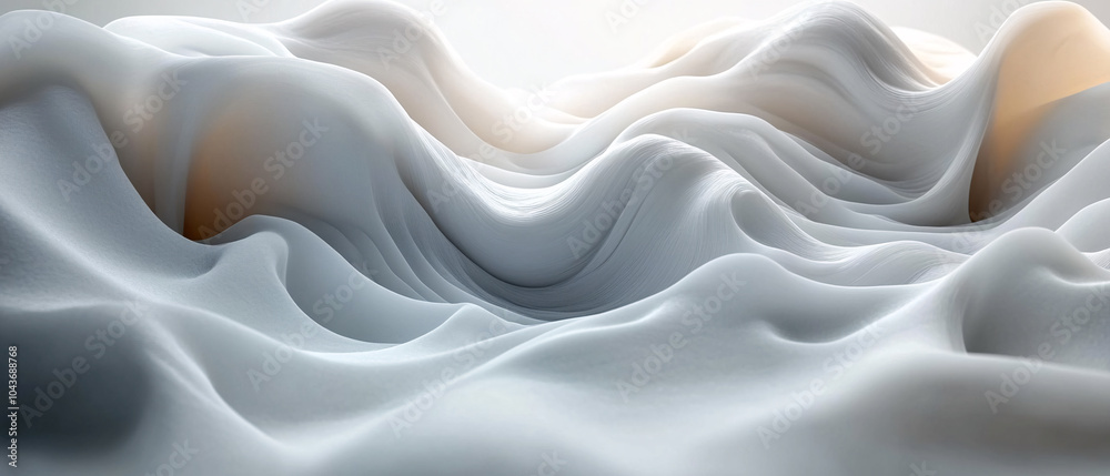 Fototapeta premium Abstract White Fabric Waves Abstract Background, Minimalist Design, Modern Art, Minimalist Des