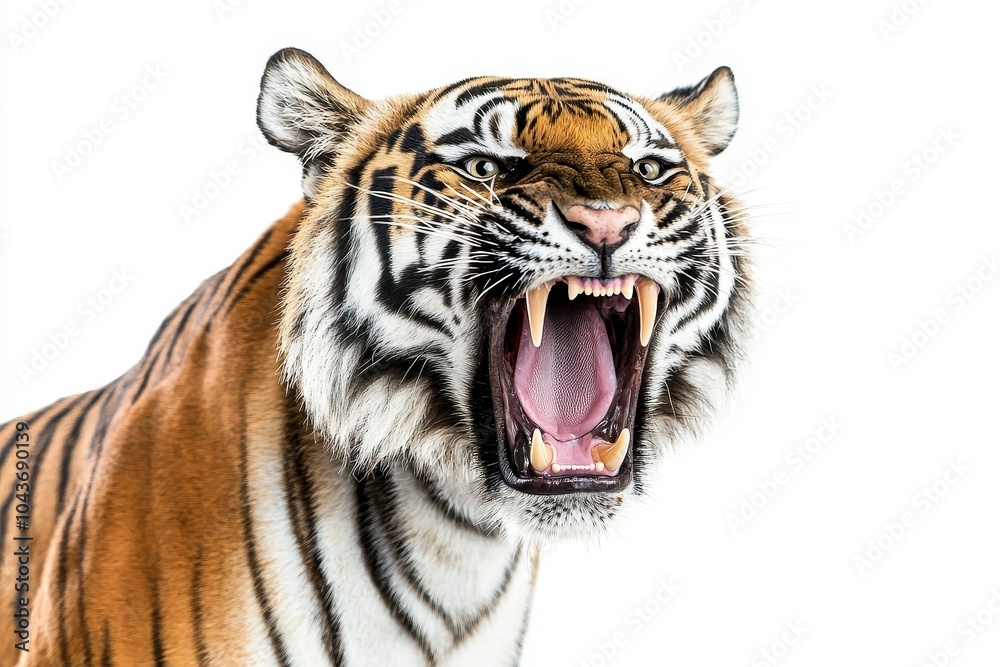 An Asian Bengal tiger looking at the camera is isolated on a clean background. A hunter is in the forest, part of the wildlife concept I'm creating. An Asian Bengal tiger looking at the camera is isolated on a clean background. A hunter is in the forest, part of the wildlife concept I'm creating.