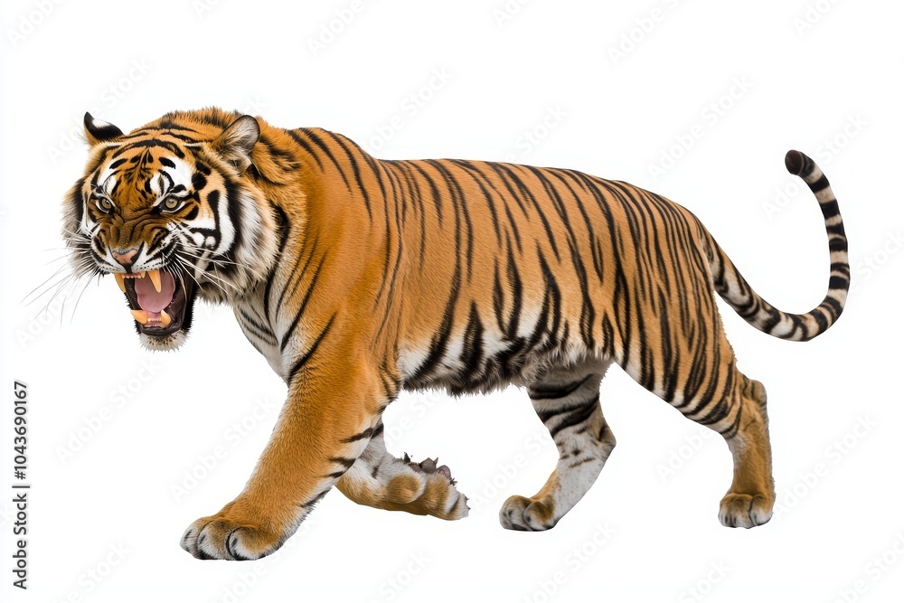 Obraz premium Asia Bengal tiger portrait isolated on clean png background, hunter in the forest, wild life concept.
