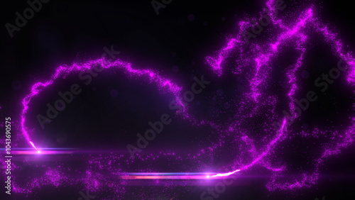 Purple Wavy Light Lines Crossing Turbulence Particles and Lens Flares, Widescreen 4K Resolution