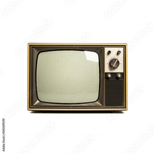 Old vintage tv set isolated on white, mockup