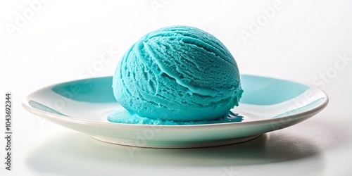 Blue Ice Cream Scoop on Plate photo