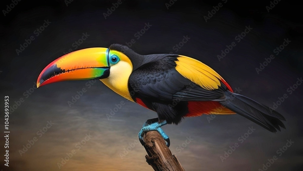 Naklejka premium Vibrant Toucan Perched on Branch