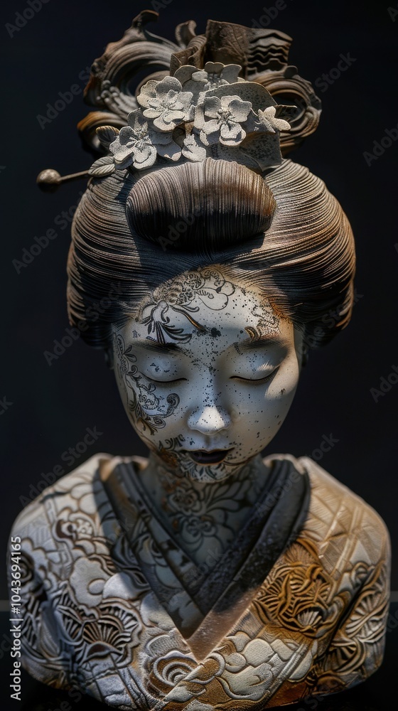 Intricate Soft Sculpture with Detailed Floral Design Intricate Soft Sculpture with Detailed Floral Design