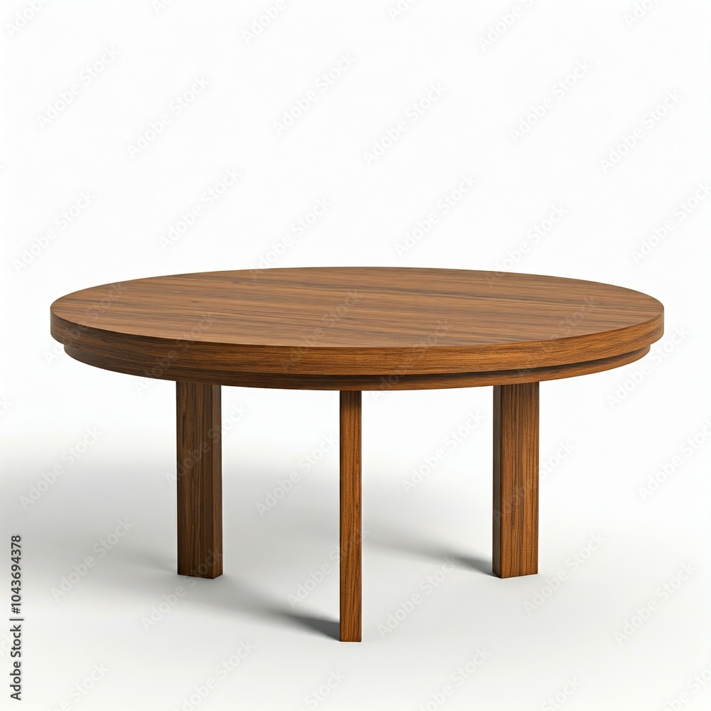 Fototapeta premium wooden round table mockup, isolated on white
