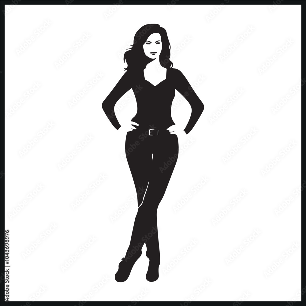 Fototapeta premium Confident Woman Silhouette with Hands on Hips