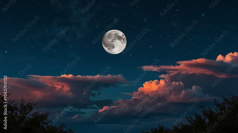 Fototapeta premium moon and clouds in dream