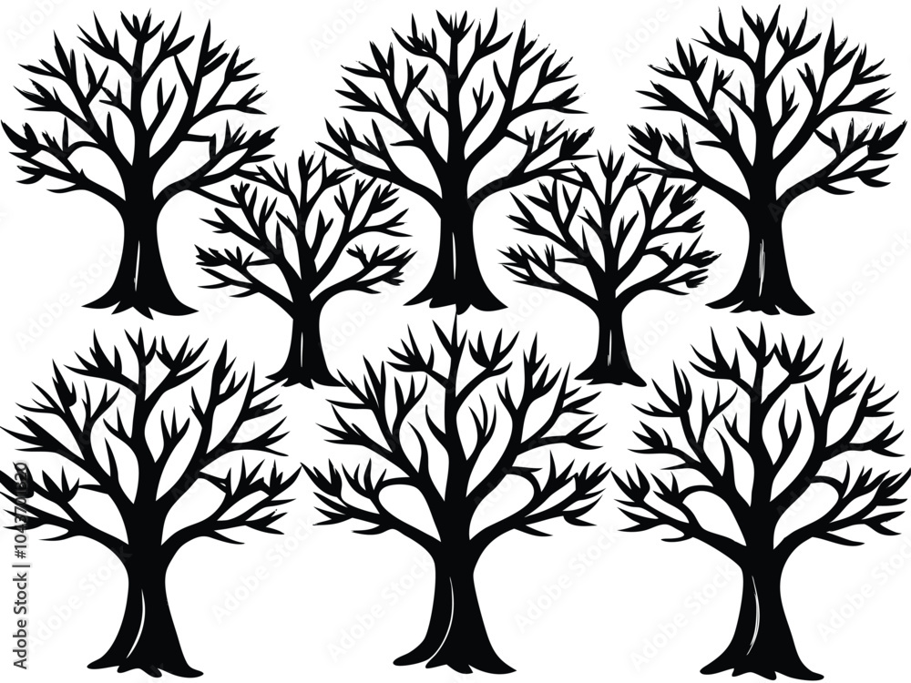 Obraz premium Silhouette Tree Set. 