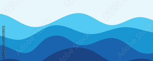 Sea waves layered vector background illustration and sea beach vector illustration.