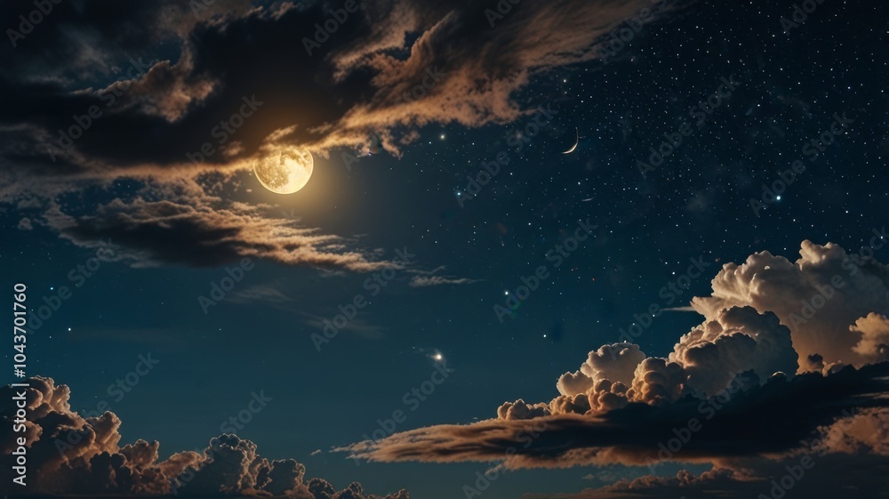 Naklejka premium moon and clouds in dream