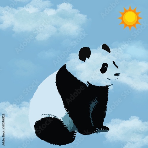 Panda sky background  