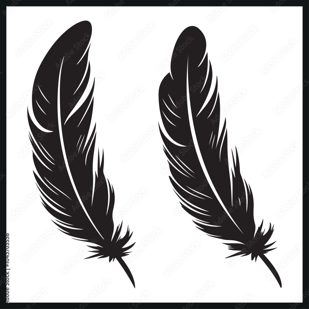 Obraz premium Feather vector silhouette illustration
