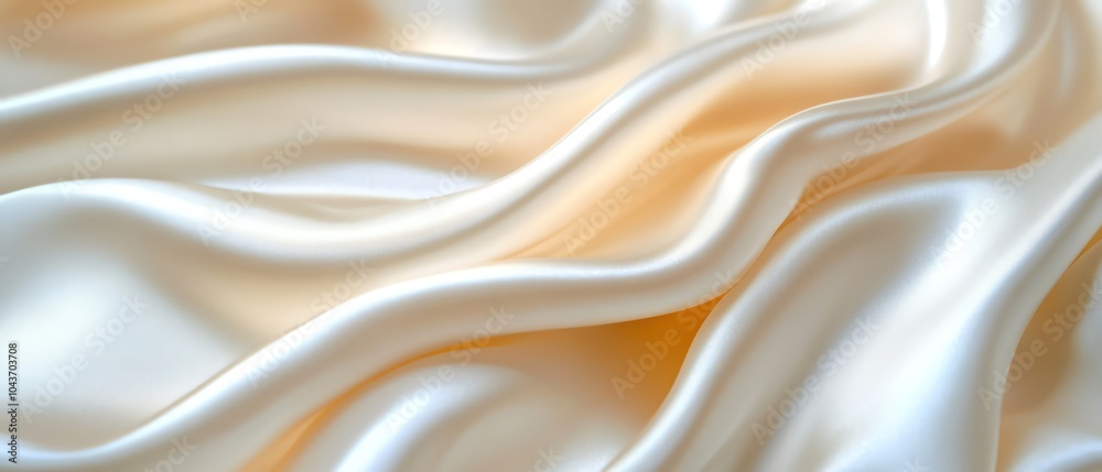 Obraz premium Closeup of silky, creamcolored fabric with smooth folds