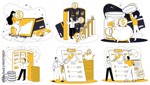 Money management vector illustration. In technological symphony, money management is melodic note financial prosperity Examining financial health is akin to peering into crystal ball economic fortune