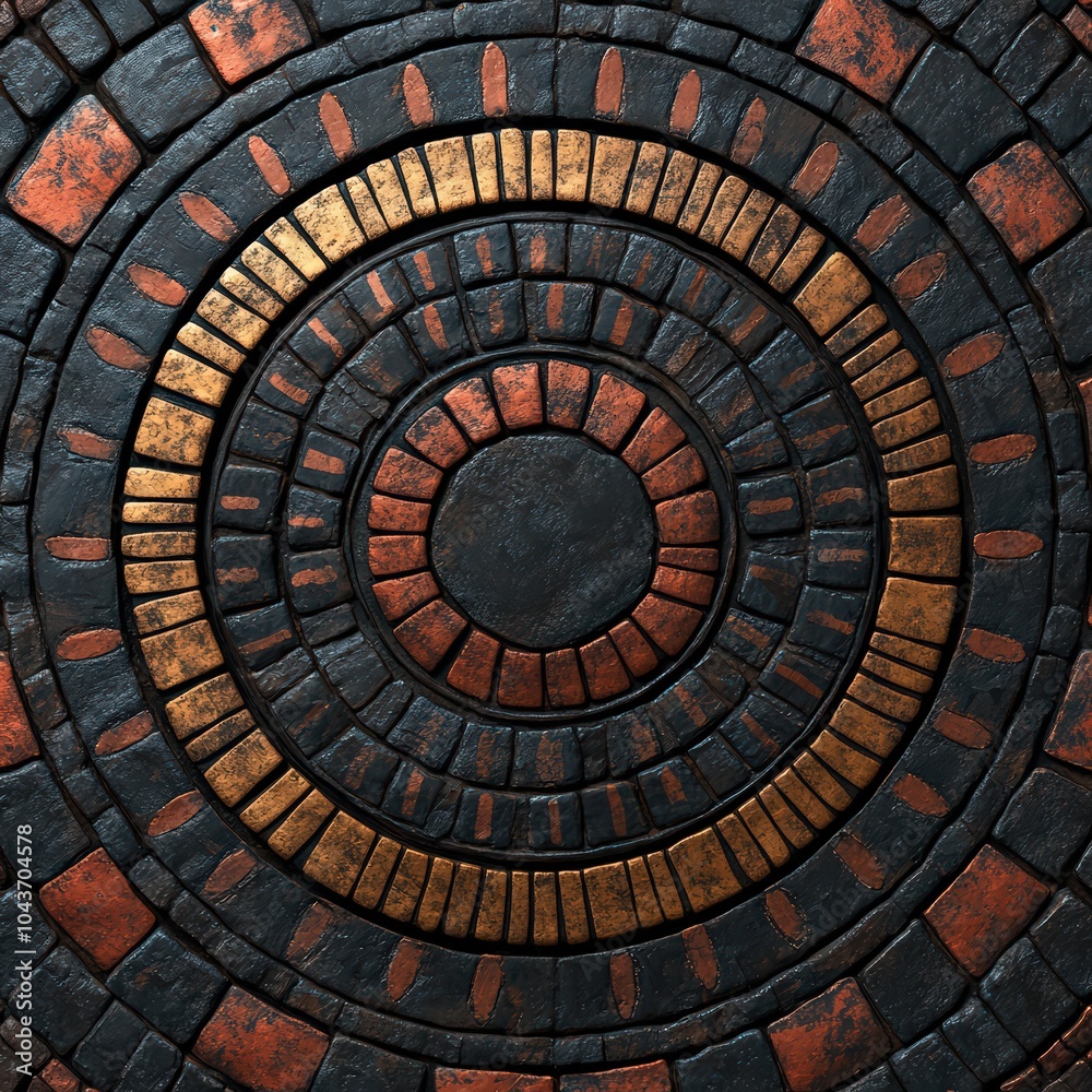 Fototapeta premium Vector design of an African shield wall with intricate patterns