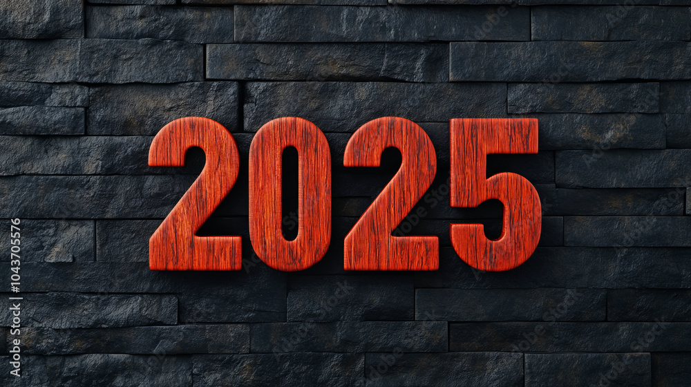 Fototapeta premium Dramatic 2025 Number on Textured Background