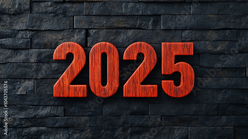 Dramatic 2025 Number on Textured Background