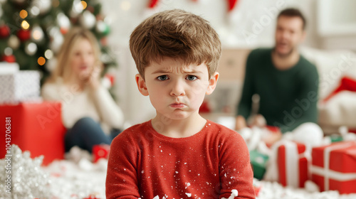 Christmas Morning Disappointment in Family Setting photo