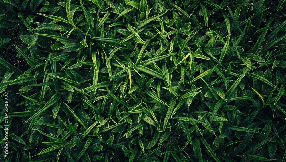 Fototapeta premium Aerial view of a field with green grass and colorful flowers