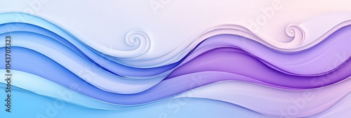 Dynamic abstract depiction of ocean waves in layered gradient blue and purple tones with flowing shapes