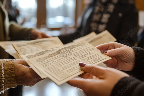 Volunteers distributing pocket-sized U.S. Constitutions at a community event. photo