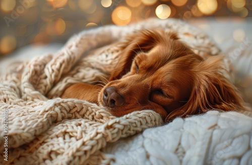 Golden Retriever Napping Under Blanket