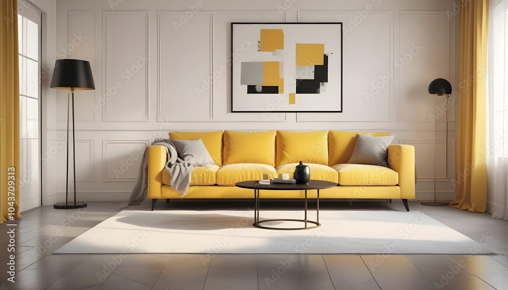 Illustration of the living room interior Illustration of the living room interior