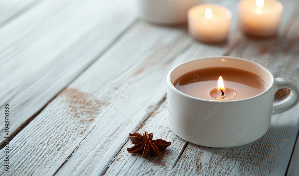 Relaxing Scented Candles on Wooden Table Relaxing Scented Candles on Wooden Table