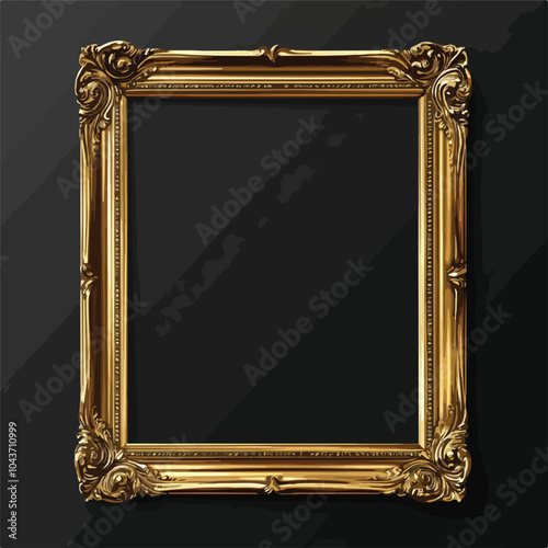 Elegant Gold Glowing Vintage Frame with Shadows