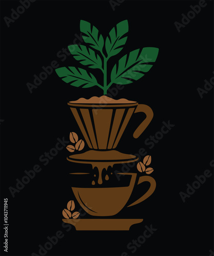 Coffee Plant T-Shirt Vector, Barista Coffee Lover Graphic vector Design