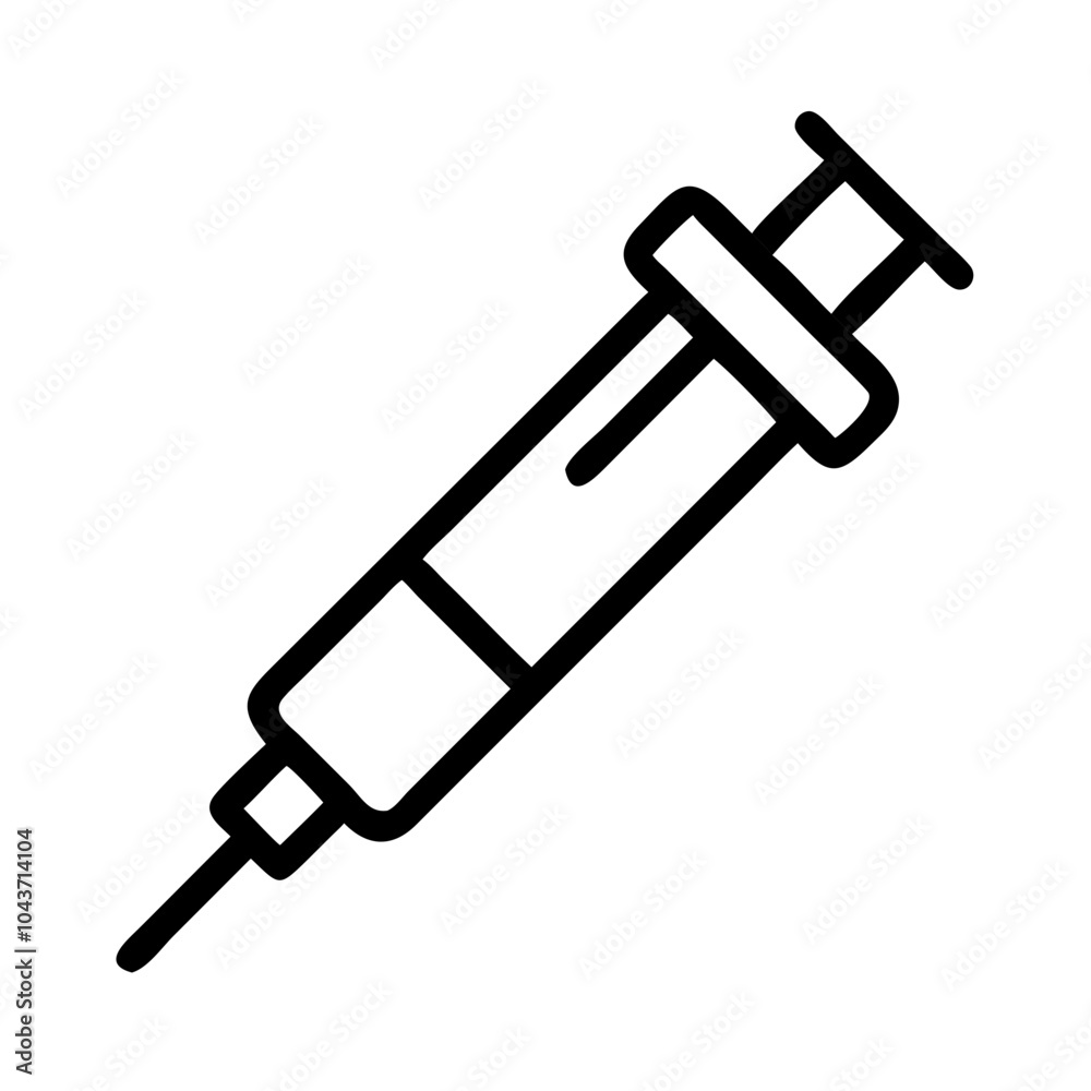 Syringe injection line icon vector Syringe injection line icon vector