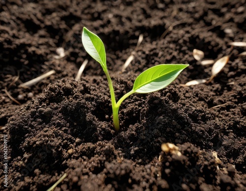 young plant in soil