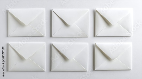 Collection of white envelopes on a white background