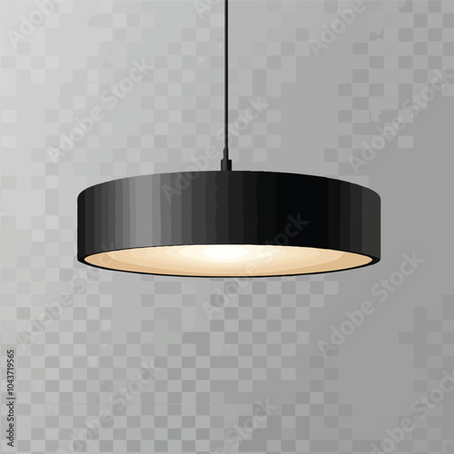 Modern Black Ceiling Lamp Isolated on White Background for Interior Design