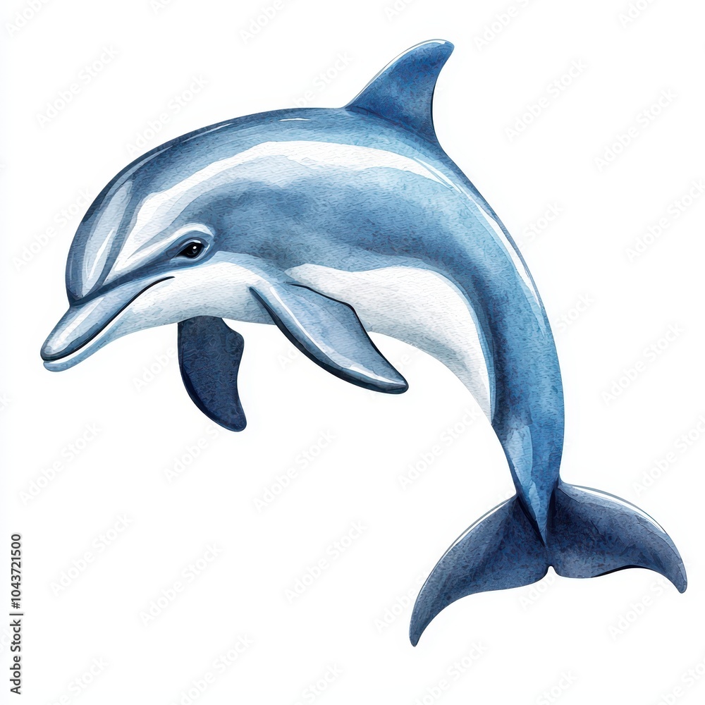 Obraz premium Dolphin, watercolor style, white isolated background.