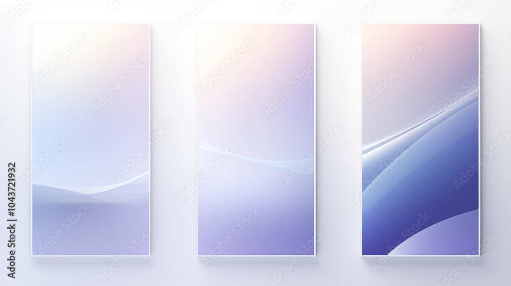 Fototapeta premium Abstract Triptych with Gradient Blues and Pastel Shades
