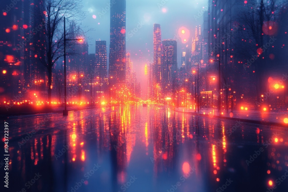 Cityscape with Reflections of Lights Cityscape with Reflections of Lights
