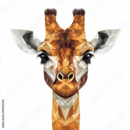 Geometric illustration of a giraffe head on a white isolated background. photo