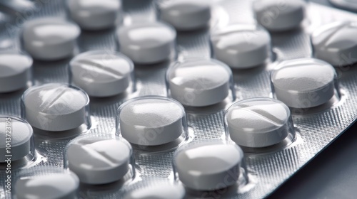 White circular tablets nestled within a silver blister pack