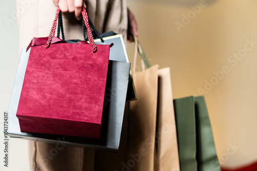 Happy Woman Showcasing Shopping Bags