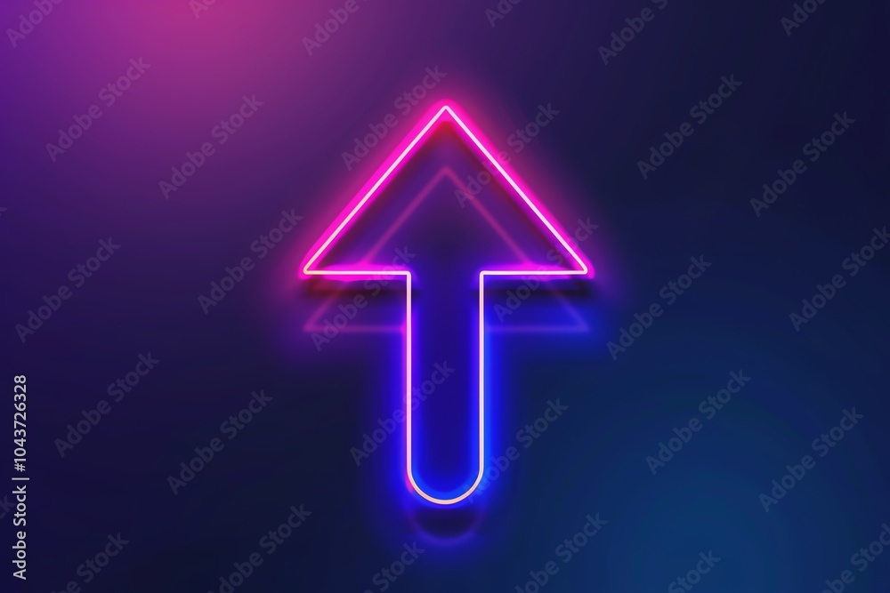 A vibrant neon arrow symbol with a blend of pink and blue colors, against a dark background, perfect for modern designs and digital interfaces. A vibrant neon arrow symbol with a blend of pink and blue colors, against a dark background, perfect for modern designs and digital interfaces.