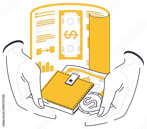 Money management vector illustration. Banking institutions become architects, constructing financial structures with money management as blueprints The currency trust circulates seamlessly in economic