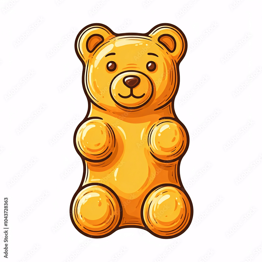 Naklejka premium cartoon yellow bear gummy candy illustration