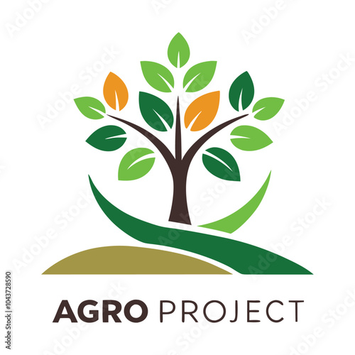 A Natural Agro Farm Project Logo Icon Illustration designed with sustainable tree, leaf icon photo