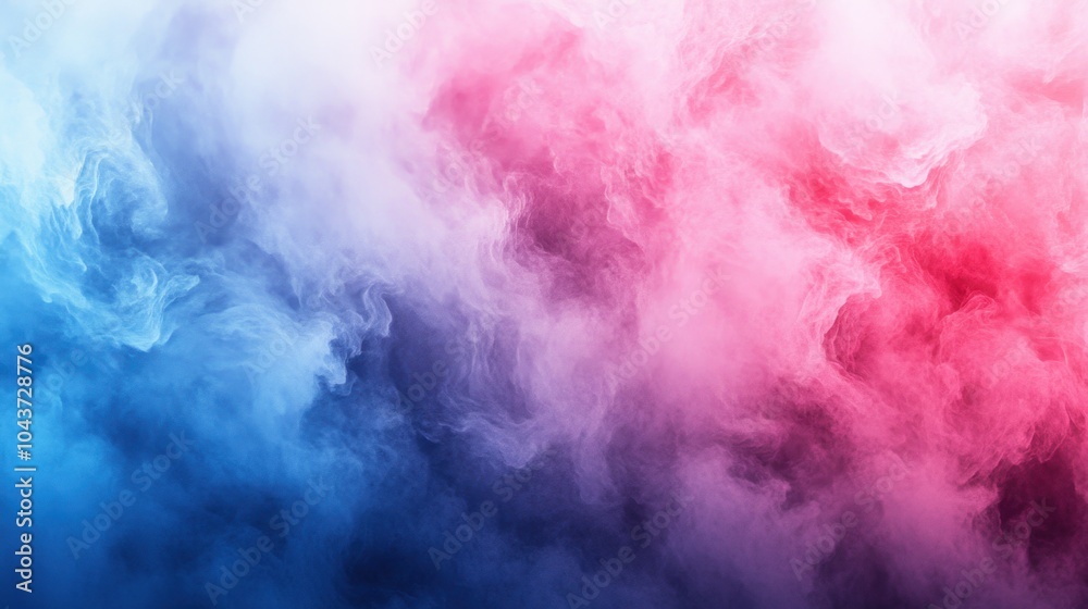 Fototapeta premium Colorful blue and pink smoke forming abstract shapes background texture