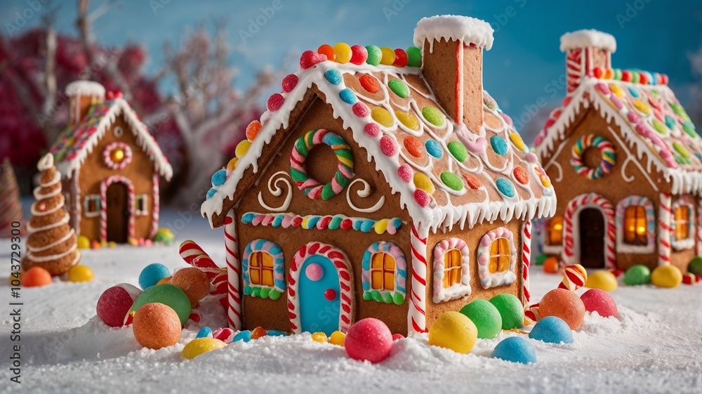 gingerbread house with christmas decorations gingerbread house with christmas decorations
