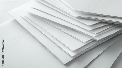 Stack of 3D paper sheets on a white background in an illustrative style