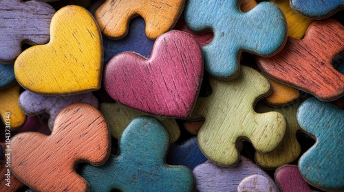 Wallpaper Mural Colorful heart shaped puzzle pieces representing the essence of romantic love Torontodigital.ca